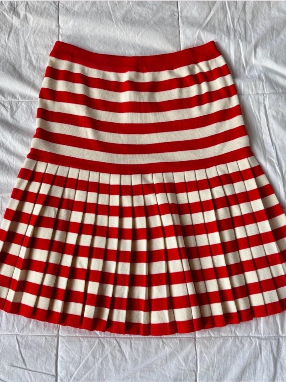 Escada red and white striped skirt